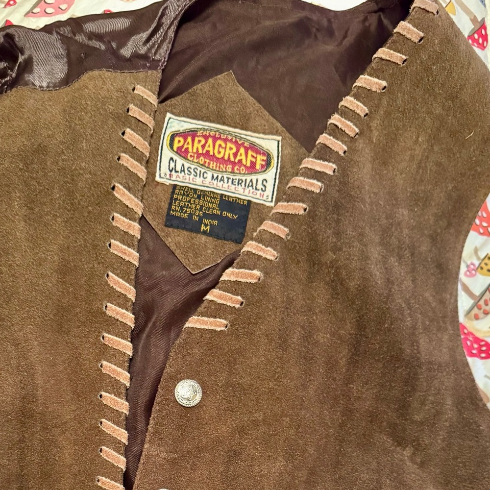 Brown Suede Vest with Button Detail